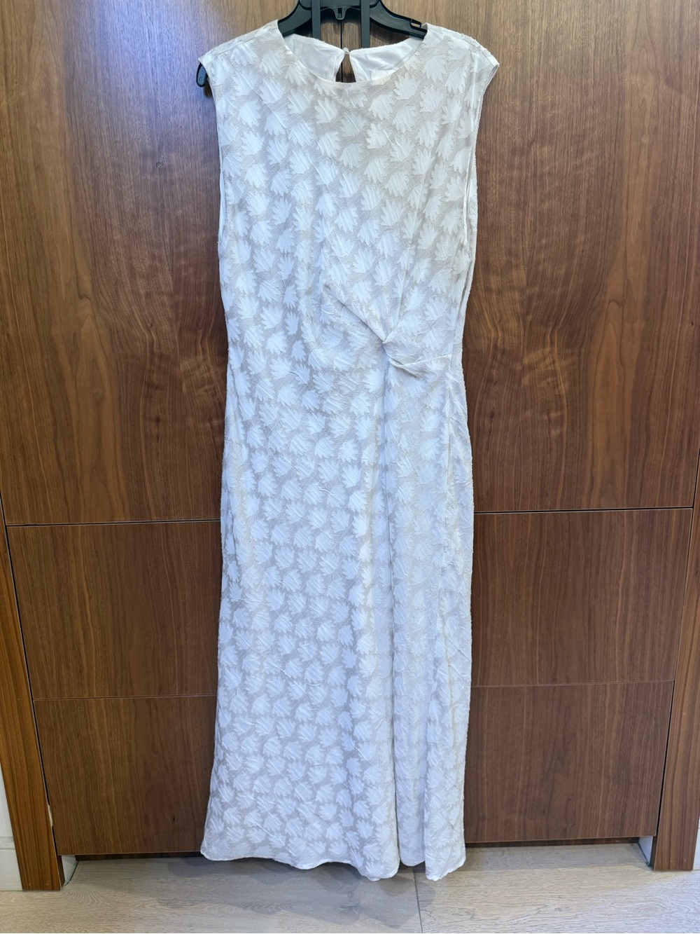 Zara White Textured Jacquard Twist Front Maxi Dress XL - Made in Morocco